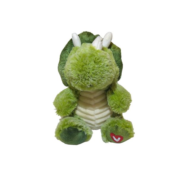 Kellytoy 2017 Triceratop Dinosaur 7” Plush Stuffed Animal Toy Heart Glitter Eyes - Picture 3 of 10